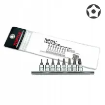 Набір біт TORX п'ятигранних з отвором TOPTUL 1/4" T8-T40 8ед. GAAG0805