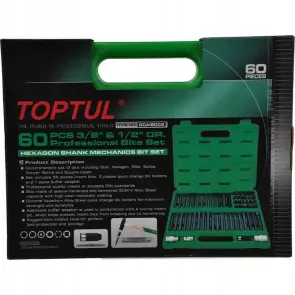 Профессиональный набор бит TORX, HEX, SPLINE, RIBE, SQ 60ед. TOPTUL GCAI6003 №7