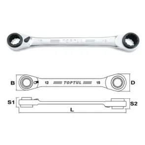 Ключ накидний із подвійною тріскачкою 72 зубці Pro-Series 16x19-17x18 мм TOPTUL ABAD1619 №2