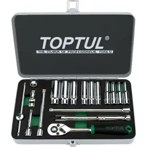 Набір інструменту дюймового TOPTUL 1/4" 18ед. 3/16"-9/16" (довгі головки) GCAD1813 №1