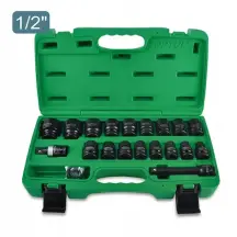 Набор ударных головок для пневмогайковерта TOPTUL 1/2" 10-32мм 27ед. GCAI2701