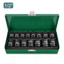 Набор ударных головок TOPTUL 1/2" 10-24мм 15ед. GDAD1501