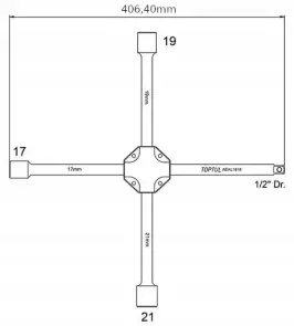Ключ балонний хрестовий посилений TOPTUL 17,19,21,1/2" AEAL1616 №3