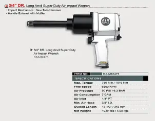 Пневмогайковерт TOPTUL 3/4" 1016N/m 6500 об/хв KAAB2475 №2