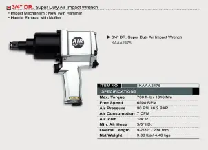 Гайковерт пневматичний TOPTUL 3/4" 1016N/m 6500 об/хв KAAA2475 №2