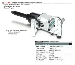 Пневмогайковерт ударний TOPTUL 1" 2440N/m 4000 об/хв KAAB321809 №2