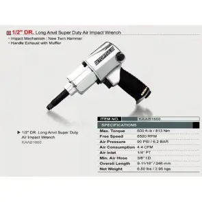 Гайковерт пневматичний для СТО TOPTUL 1/2" 813N/m 6500 об/хв KAAB1660 №2