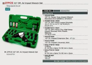 Набір пневмоінструменту TOPTUL 1/2" 27ед. GDAI2701 №2