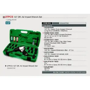 Гайковерт пневматичний з набором головок TOPTUL 1/2" 27ед. GDAI2702 №2