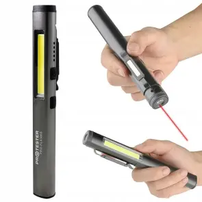 Ліхтарик світлодіодний алюмінієвий (COB+LED) з УФ, лазером та магнітом Pen Light PROTESTER PRO-FL0305S №1