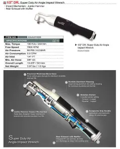 Пневмотрещетка усиленная 1/2" TOPTUL 244N/m 700об/мин KAAH1620 №2