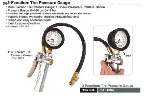 Пістолет для накачування 11 бар шин пневматичний професійний TOPTUL JEAL160A №3