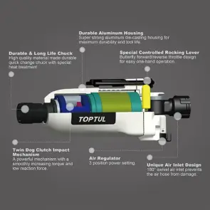 Шуруповерт пневматичний 1/4" Mini Butterfly TOPTUL KSAU0808 №4