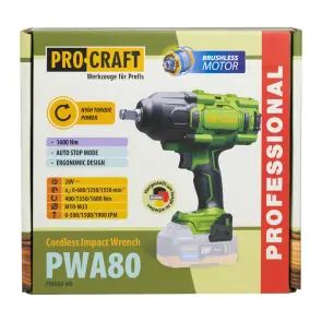 Акумуляторний гайковерт Procraft PWA80 (без АКБ та ЗП) №11