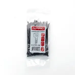 Стяжка кабельная 9x900 черная (пач 100шт) APRO №7