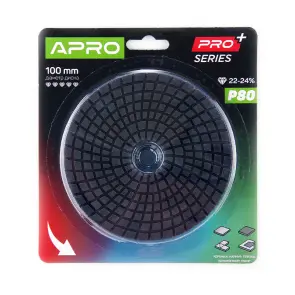Коло алмазне шліфувальне на липучці 100мм Р80 APRO PRO №1