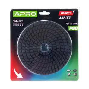 Круг алмазный шлифовальный на липучке 125мм Р80 APRO PRO №2