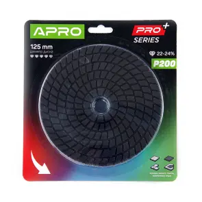 Круг алмазный шлифовальный на липучке 125мм Р200 APRO PRO №1