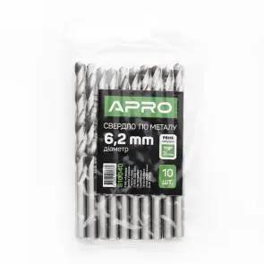 Свердло по металу HSS (P6M5) Ø6.2мм (пачка, кратно 10шт) APRO №3