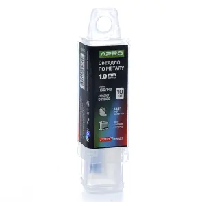 Свердло по металу HSS/M2 (6542) Ø1.0мм (тубус, кратно 10шт) PRO APRO №2