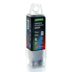 Сверло по металлу HSS/M2 (6542) Ø4.5мм (тубус, кратно 10шт) PRO APRO №2
