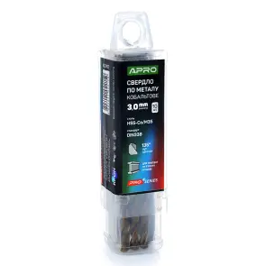 Свердло по металу кобальтове HSS-Co/M35 Ø3.0мм (тубус, кратно 10шт) PRO APRO №2