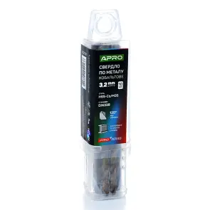 Сверло по металлу кобальтовое HSS-Co/M35 Ø3.2мм (тубус, кратно 10шт) PRO APRO №2