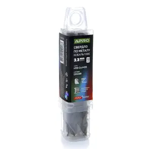 Сверло по металлу кобальтовое HSS-Co/M35 Ø3.3мм (тубус, кратно 10шт) PRO APRO №2