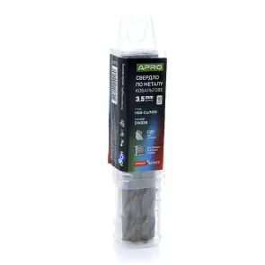Сверло по металлу кобальтовое HSS-Co/M35 Ø3.5мм (тубус, кратно 10шт) PRO APRO №2
