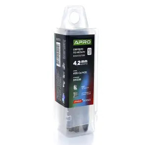 Сверло по металлу кобальтовое HSS-Co/M35 Ø4.2мм (тубус, кратно 10шт) PRO APRO №2