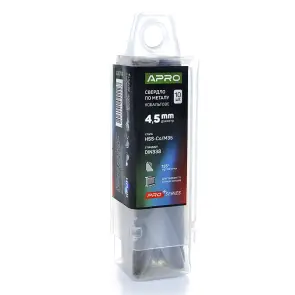 Сверло по металлу кобальтовое HSS-Co/M35 Ø4.5мм (тубус, кратно 10шт) PRO APRO №2