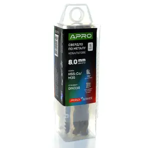 Сверло по металлу кобальтовое HSS-Co/M35 Ø8.0мм (тубус, кратно 5шт) PRO APRO №2