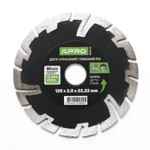 Диск до бетону 125х2,0мм (22-24%) глибокий різ APRO №2