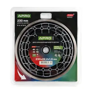 Диск алмазный по бетону Керамика Ультра 230х1.6х22.22мм 22-24% APRO PRO №3