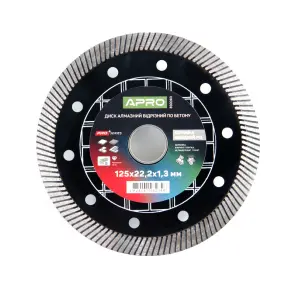 Диск алмазный по бетону Керамика Быстрый Рез 125х1.3х22.22мм 22-24% APRO PRO №2