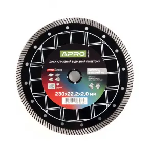 Диск алмазний по бетону Кераміка Швидкий Різ 230х2.0х22.22мм 22-24% APRO PRO №2