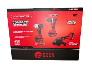Набор аккумуляторных инструментов Edon ED-COMBO-3K (болгарка, шуруповерт, гайковерт) №3