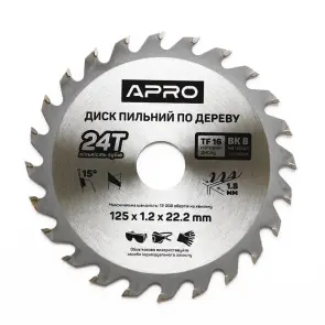Диск пильный по дереву 125х22,2х24Т APRO №1