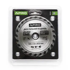 Диск пильный по дереву 125х22,2х24Т APRO №6