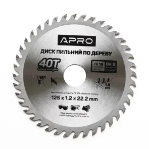 Диск пильный по дереву 125х22,2х40Т APRO №2