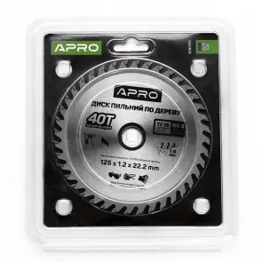 Диск пильный по дереву 125х22,2х40Т APRO №6