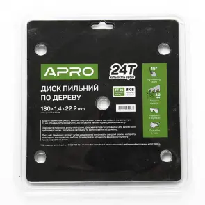 Диск пильный по дереву 180х22,2х24T APRO №7