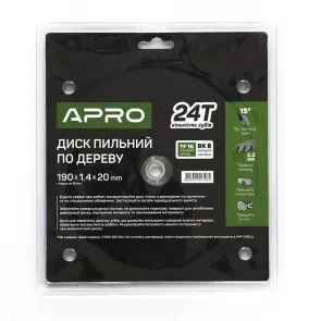Диск пильный по дереву 190х20х24T APRO №7