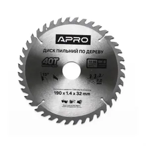 Диск пильный по дереву 190х32х40T APRO №2