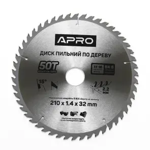 Диск пильный по дереву 210х32х50T APRO №1