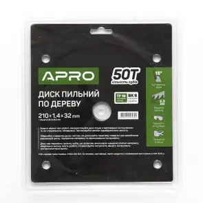 Диск пильный по дереву 210х32х50T APRO №7
