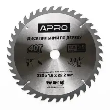 Диск пильный по дереву 230х22,2х40T APRO