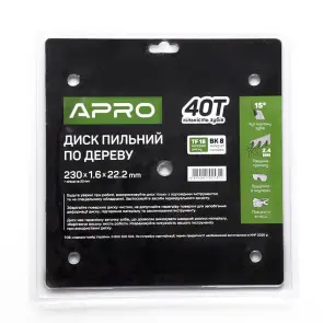 Диск пиловий до дерева 230х22,2х40T APRO №7