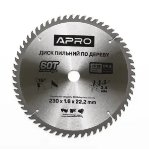 Диск пиловий до дерева 230х22,2х60T APRO №1