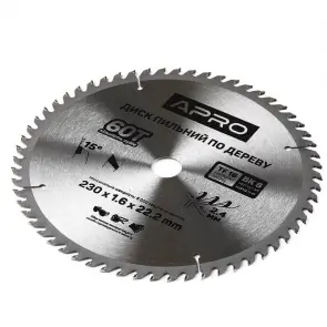 Диск пиловий до дерева 230х22,2х60T APRO №3